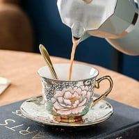 Комплект за кафе чаши с розова лъжица луксозна керамична мляко чаша от най -висок клас порцеланов чай ​​чаша напитки