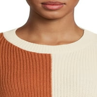 Сърцето н смаже жените Сплит цвят блокиран пуловер