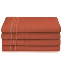 Клара Кларк Комплект за легло от микрофибър, комплект с дълбоки джобове, оранжева ръжда