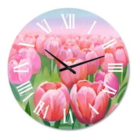 Дизайнарт' Поле От Розови Лалета ' Традиционен Стенен Часовник