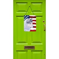Каролински съкровища СС4220ДС САЩ американски флаг със Сибирско хъски стена или врата висящи щампи, 12х16, Многоцветен