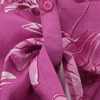 Timegard женски печат с v-образно деколте с дълъг ръкав на ризата с максимални панталони, комплект за панталони, горещо розово,