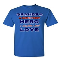 Първият герой на дядо на сина първата любов на дъщеря смешна DT тениска за възрастни тениски
