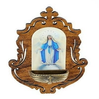 Дева Мария на благодатта дървена светена вода шрифт l w