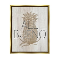 Ступел индустрии всички Буено фраза Реколта ананас илюстрация селски модел Метални злато рамкирани плаващо платно стена изкуство,