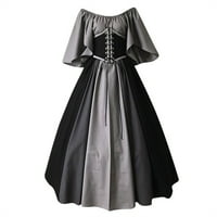Винтидж дантелени рокли рокли Ренесансова рокля за жени рокли готическа рокля Black-D 4x-голяма