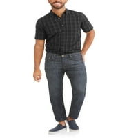 Голяма и висока Мъжка риза с къс ръкав карирана тъкан