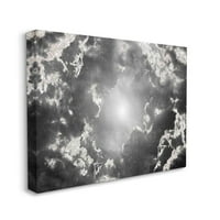 Ступел индустрии слънце центриран зад тъмни блестящи облаци Черно бяло платно стена арт дизайн от Зивей ли, 30 40
