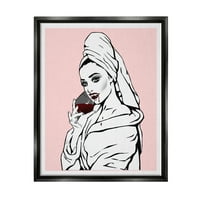 Ступел Розов Вампир Модата Пиене Вино Красота И Мода Живопис Черно Плаване Рамкирани Изкуство Печат Стена Изкуство