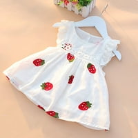 Бебешки дрехи за момичета лято бебешки момичета рокли флорални ягодови бродерии без ръкави за деца с дрехи fragarn