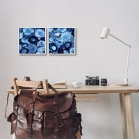 Изумете съвременните син ахат геоди абстрактна фотография бяла рамка изкуство печат стена изкуство, набор от 2