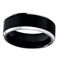 Мъже жени кобалт сватбена лента пръстен плосък горен черен два тона пръстен SZ 8