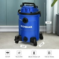 Shonall International в 6. Галон 4. Peak HP Wet Dry Vacuum Cleaner с вентилатор-синьо