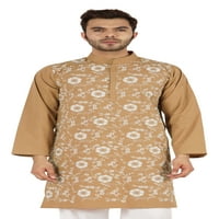 Атаси памучен бродиран дизайнер Курта за мъжете памучно парти носете традиционно индийско облекло дълга риза