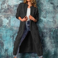 Жени Зимно яке- модно ежедневно топло о-хилядно палто с дълъг пуловер с пуловер с плетене на жилища с плот от кардиган черен xxl