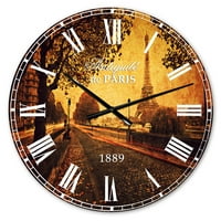 Дизайнарт 'винтидж стил изглед към Париж' френски стенен часовник