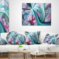 Дизайнарт Синьо розово фрактални растителни стъбла-абстрактна възглавница за хвърляне-18х18