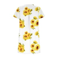 Летни спестявания Просверие wxlwzywl рокля за жени пролетни рокли за жени с къс ръкав Тениска на тениска на тениска за ежедневни