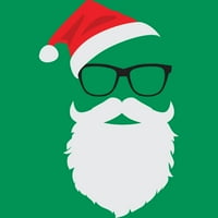 Хипстър Дядо Коледа лице с шапка брада и очила Коледа юноши Kelly Green Graphic Tee - Дизайн от хора 2xl