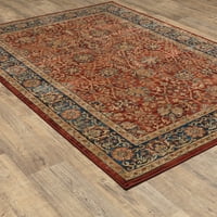 Давина традиционен ориенталски килим, Червен Син 2, 2х8