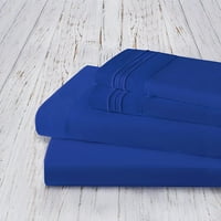 Комплект чаршафи от микрофибър с дълбок джоб до, двойно двойно, Кралско синьо