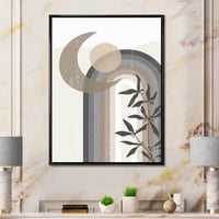 Дизайнарт 'абстрактна Луна и слънце в сиво и синьо' модерна рамка платно стена арт принт