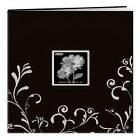 Pioneer Scroll Embrodery Fabric Post Bound Албум 12 X12 -Black W White, PK 1